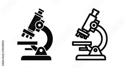 Two black and white illustrations depicting different microscope views