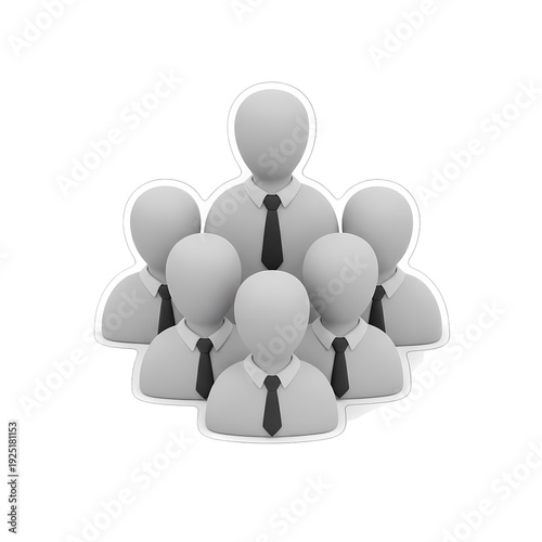 グレーの集団人物アイコン、チームワーク表現