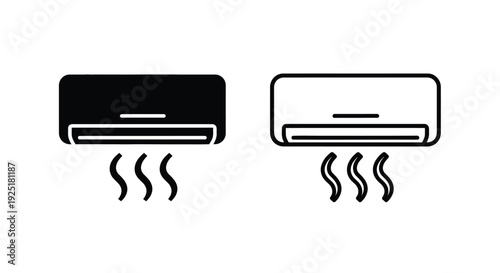Two air conditioning units shown in black outline and filled styles