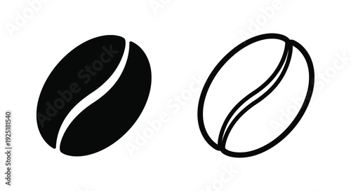 Two coffee beans one solid and one outlined are shown