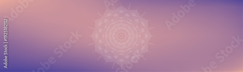 Round mandala on dreamy peach fuzz gradient background. Translucent mesh pattern in the form of a mandala. Mandala with floral patterns. Gradient background with round mandala, New Pattern gradient. M