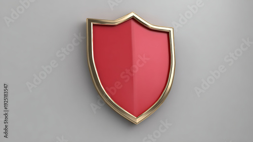 Free Download 3D red shield with gold frame, representing protection and safety - GFXLoad