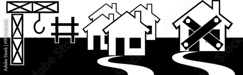 Construction and Housing Icons Set Showing Building and Home Repair