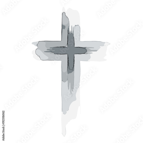 Abstract watercolor cross with a distressed, artistic, and spiritual feel