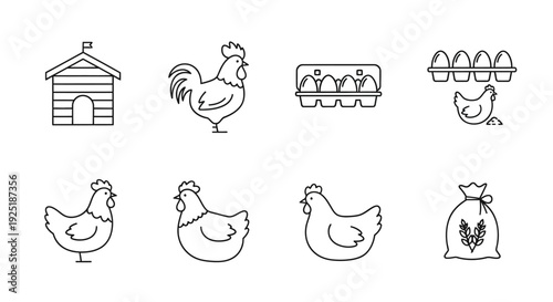 Chicken Coop and Hens Farm Animals.