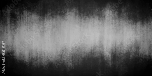 A dark vintage grunge metal surface with a dirty aged texture provides a textured gray concrete backdrop for a blank blackboard wall design