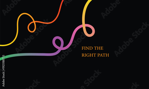 Vibrant neon light trails on black background with text overlay