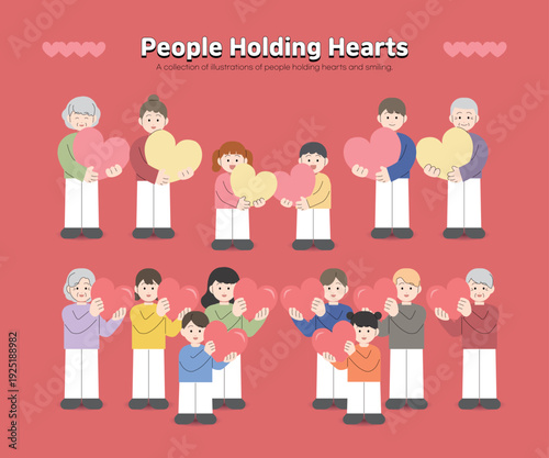 하트를 든 사람들 일러스트 모음