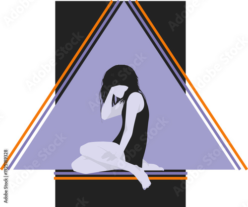 Create a realistic girl vector art color with white background..