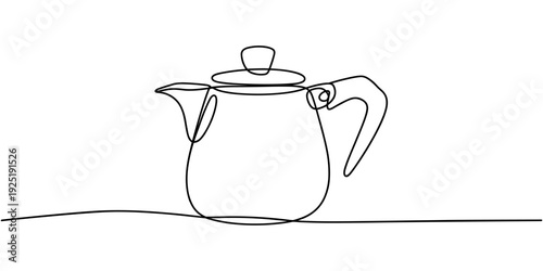 Turkish cezve coffee pot one line continuous drawing. Hand drawn elements for cafe menu, coffee shop. Vector linear illustration.