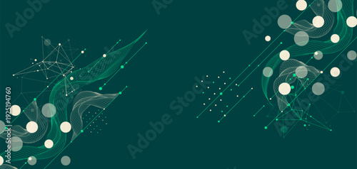 The abstract wave is made in a frame style. Template for science and technology presentation.