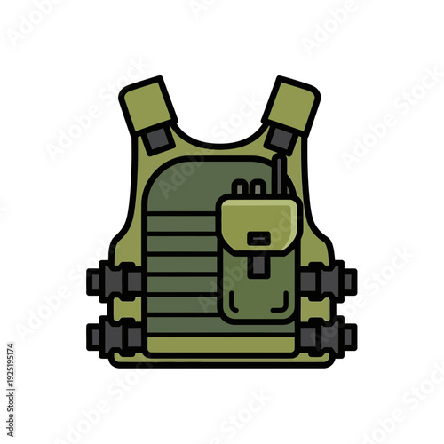 Tactical Vest with Radio and Pouch - Military Style Body Armor