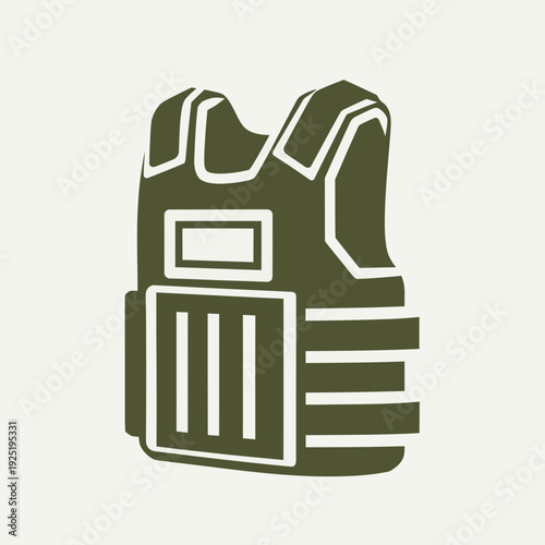 Military tactical vest icon, protective gear for combat and security