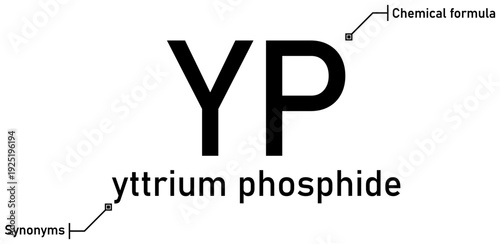 Yttrium phosphide chemical formula with callout titles