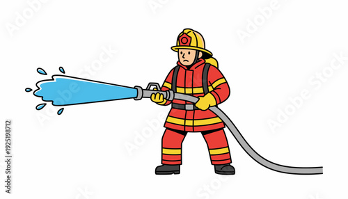 Firefighter Cartoon Illustration – Fire Safety & Rescue Symbol