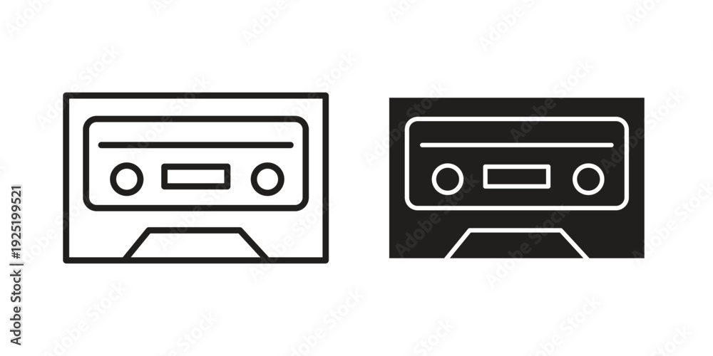 Fototapeta premium Cassette tape icon in a simple, black and white style.