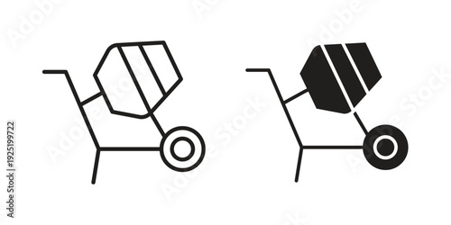 cement mixers icon in a simple, black and white style.