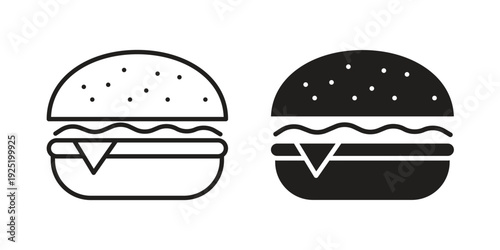 Cheese burger icon in a simple, black and white style.