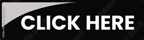 A sleek black rectangular web button with a subtle grey accent clearly displays "CLICK HERE" in bold white text, offering a modern and minimalist call to action.