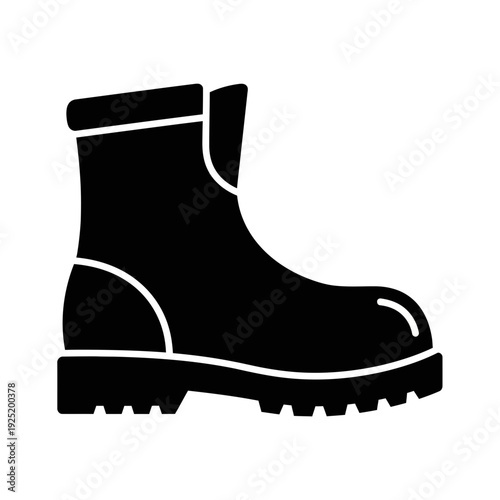 Black silhouette of a sturdy work boot with thick sole