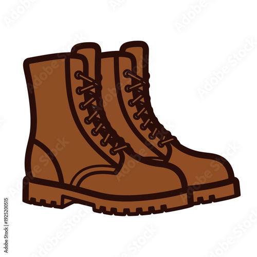 Brown Leather Work Boots with Laces