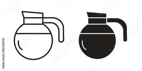 Coffee pot icon in a simple, black and white style.