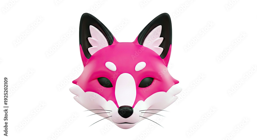 Fototapeta premium Pink 3D Fox Head Icon