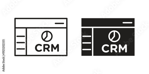 CRM icon in a simple, black and white style.