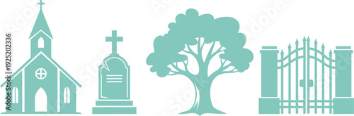 Cemetery iconography silhouette