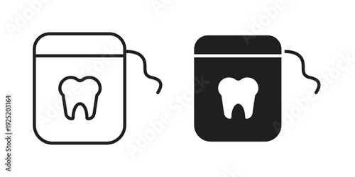 Dental floss icon in a simple, black and white style.