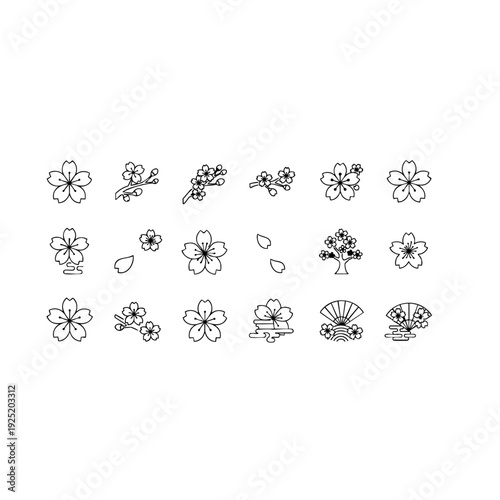 Minimalist floral arrangement of cherry blossoms and delicate botanical elements