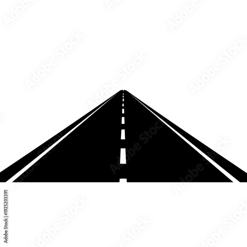 A simple black road stretches into the distance vanishing point