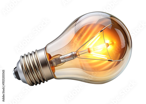 Glowing Light Bulb Bright and Shiny Isolated on Transparent Background