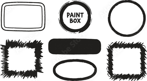 Hand drawning doodle circle line set. Art sketch round circular scribble. Fully editable vector file, isolated illustration. Modern backgrounds for design social media