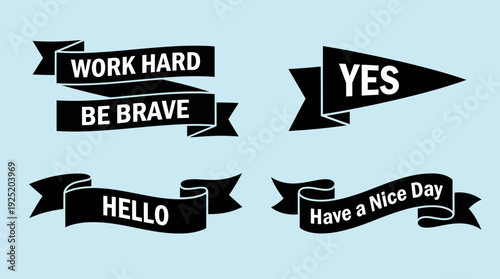 Motivational Ribbon Banner Vector Set