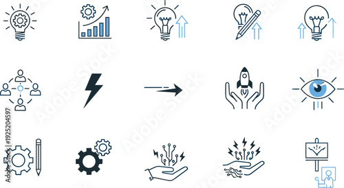 Creative ideas and corporate strategy master grid for business planning