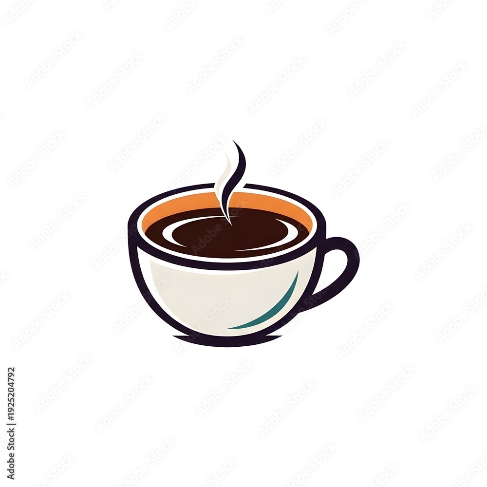 Obraz premium Coffee Cup Iconic Logo Template – Clean Modern Cafe Emblem Vector Illustration