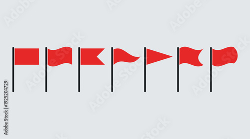 Seven Red Flag Variations Vector Illustration