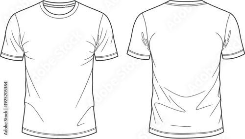 White blank t-shirt template front and back view for design mockup presentation on grey background. Vector, illustration