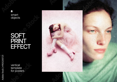 Soft Print Poster Photo Effect Mockup
