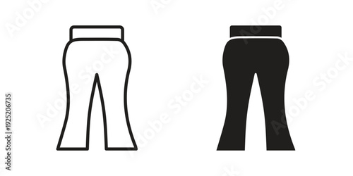 Flare pants icon in a simple, black and white style.