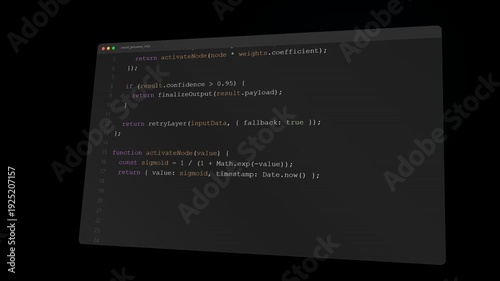 Isometric AI Agent Coding Javascript in IDE Window on Transparent Background | Vibe Coding and LLM Concept