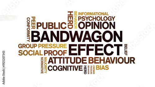 Bandwagon Effect animated word cloud-text design animation tag kinetic typography seamless loop.
