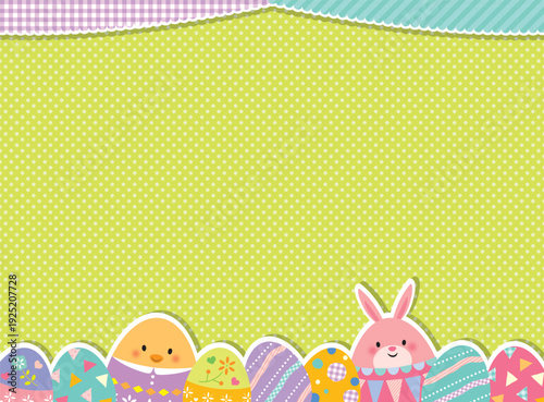イースターエッグとうさぎのかわいいフレーム