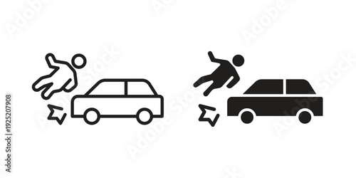 Frontal crash icon in a simple, black and white style.