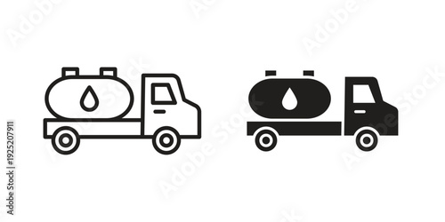 Fuel truck icon in a simple, black and white style.