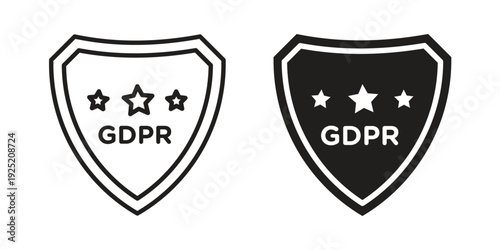 GDPR icon in a simple, black and white style.