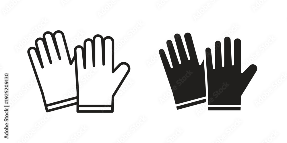 Fototapeta premium Gloves icon in a simple, black and white style.