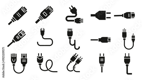 ethernet cable icon silhouette vector illustration isolated