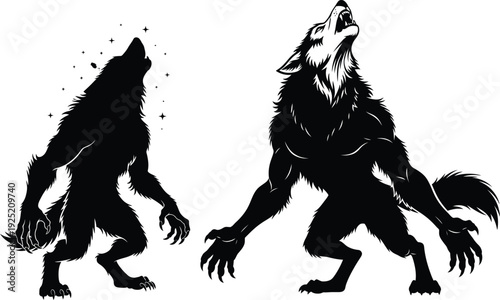 Two werewolf silhouettes in aggressive postures